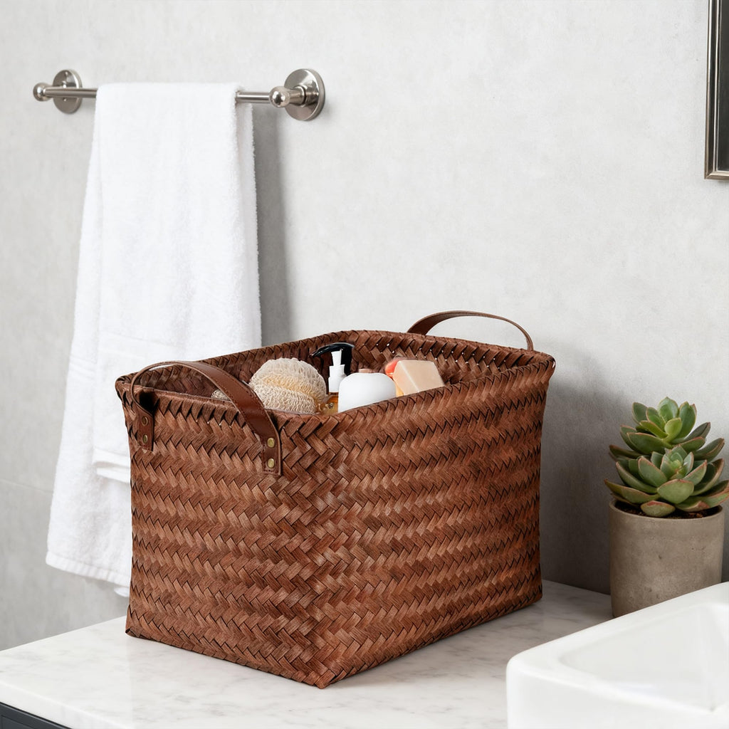 10-Pack Laundry Baskets,Wicker Storage Baskets for Shelves,Brown