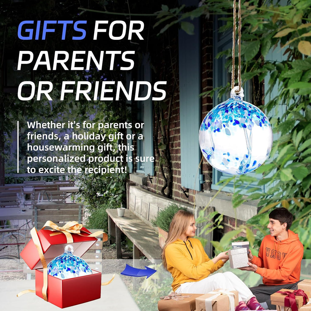 6" Hanging Glass Garden Gazing Ball Hand Blown Glass Witch Ball Christmas Ornament Friendship Balls for Outdoor