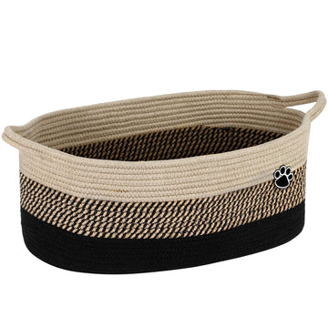 Dog Toy Basket, 30L Toy Box and Bin for Dog Cat Storage, 19.7" X 11" X 7.9" Large Woven Rope Basket for Blanket