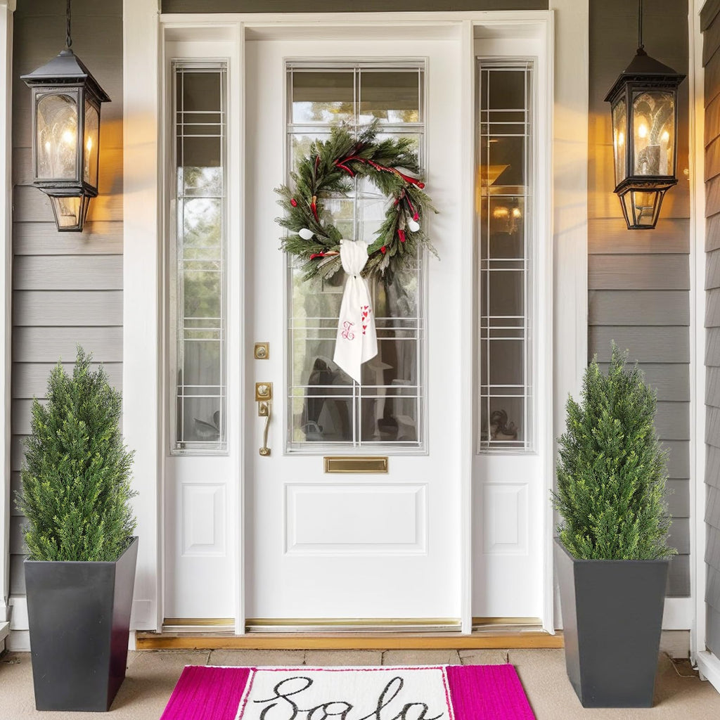3ft Artificial Cedar Topiary Trees Outdoor Set of 2