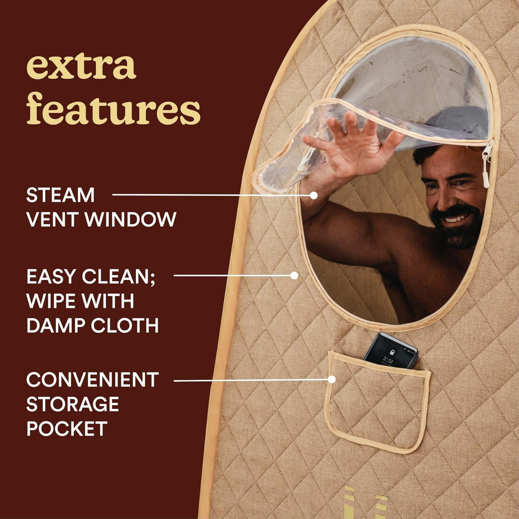 Homedics Portable Sauna - Collapsible Personal Steam Sauna for Stress Relief & Muscle Relaxation, Fast 1-Min Setup