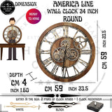 ImprovingLife The Gears Clock The Original Real Moving Gear Wall Clock Vintage Industrial Oversized Rustic Farmhouse (24 inch (60cm),...