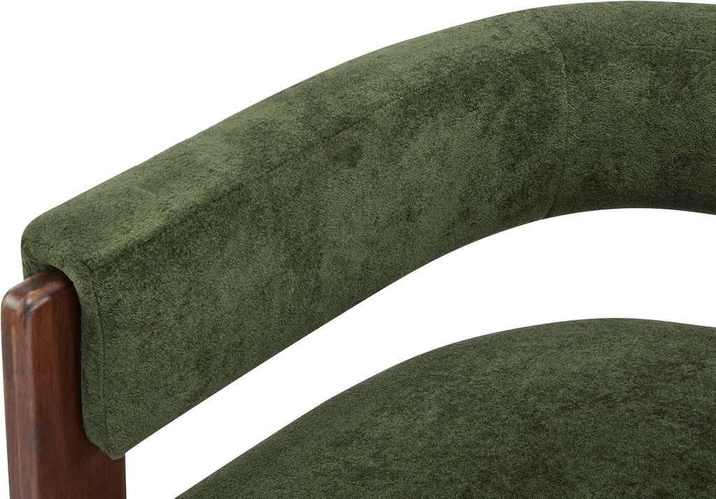Boucle Upholstered Accent Chair, Modern Barrel Armchair with Wooden Legs, Comfy Lounge Chair Bedroom Office, Soft