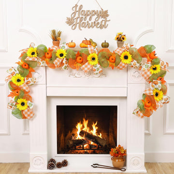 Thanksgiving Sunflower Garland for Mantel, Garland for Fireplace Home Decor