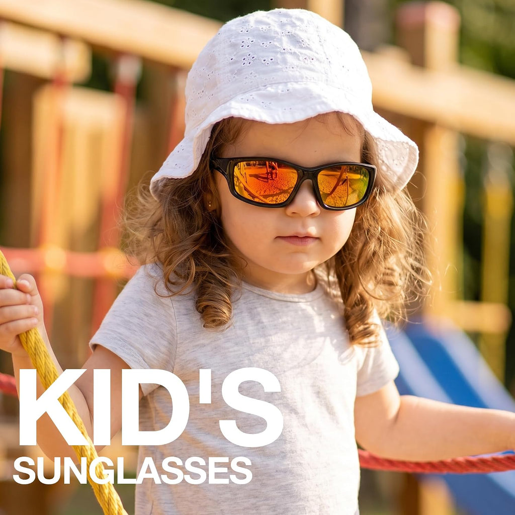 Kids Sunglasses Polarized UV400 TPE with Strap for Boys Girls RBK037