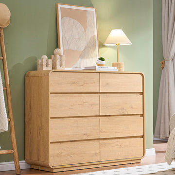Natural with 8 Drawers, FarmhouseDresser, Rustic Drawers, Storage Closet, Chest of Drawers Handleless Design, Living