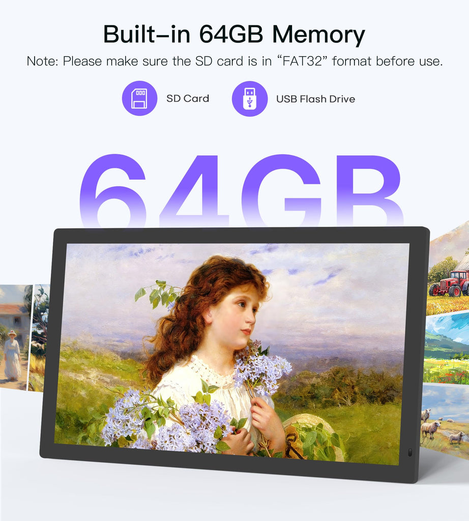 Uhale 21.5 Large Digital Picture Frame 64GB Photo Frame WiFi Remote Control