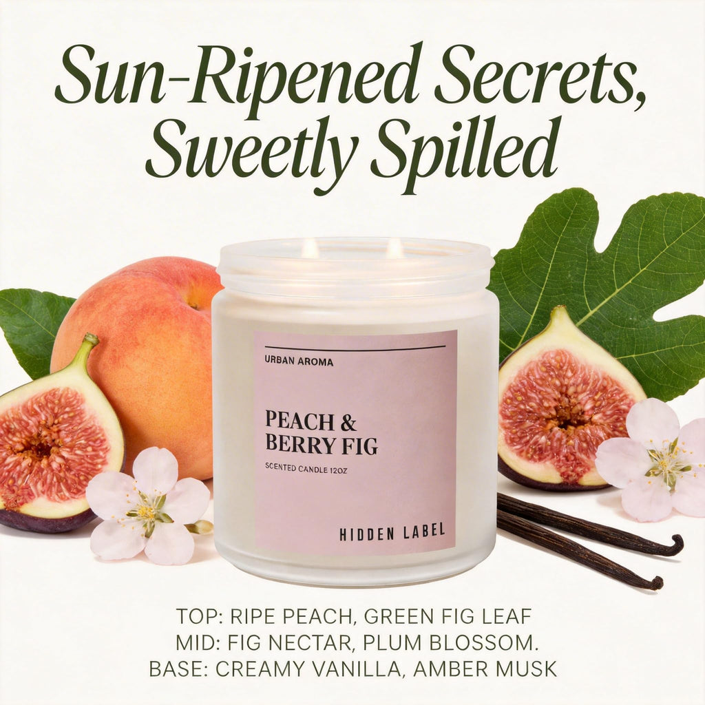 Peach Berry Fig Soy Candle, 12oz 2-Wick, 70H Fruity Warmth