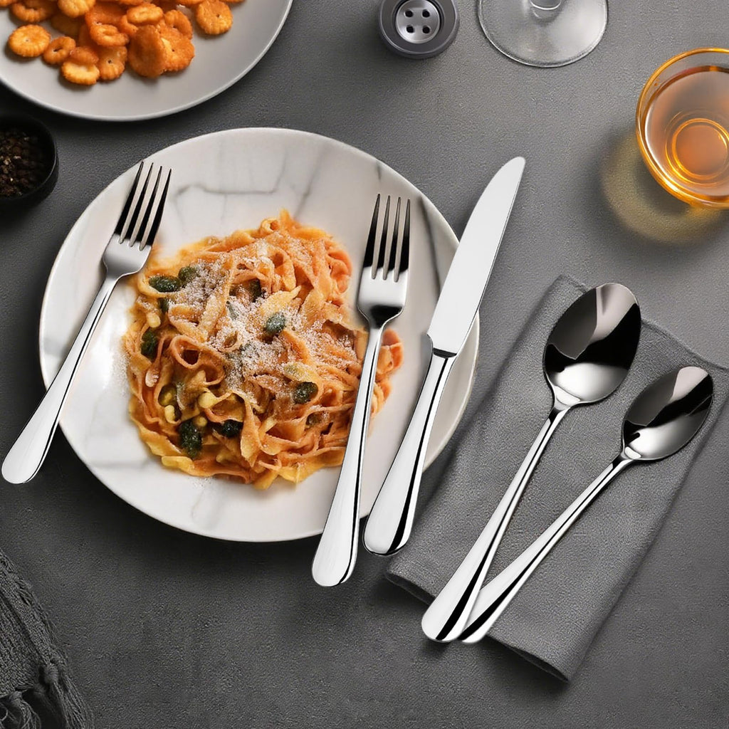 Silverware Set, 30-Piece Flatware Cutlery Set Service for 6, Modern Heavy Duty Design, 18/10 Stainless Steel
