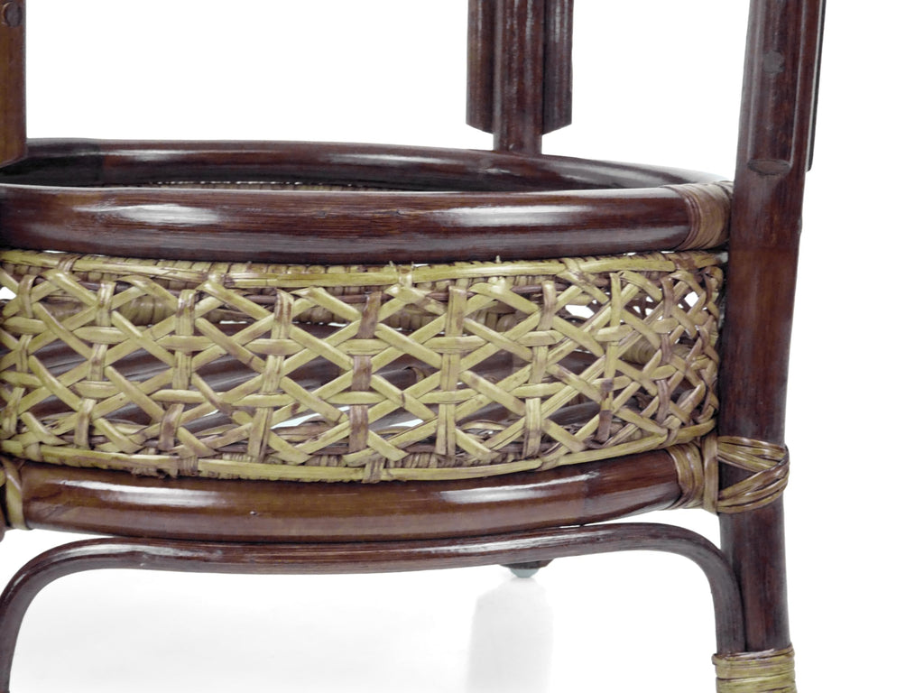 Pelangi Coffee Round Table Dark Brown Color Handmade ECO Natural Rattan Wicker with Glass Top
