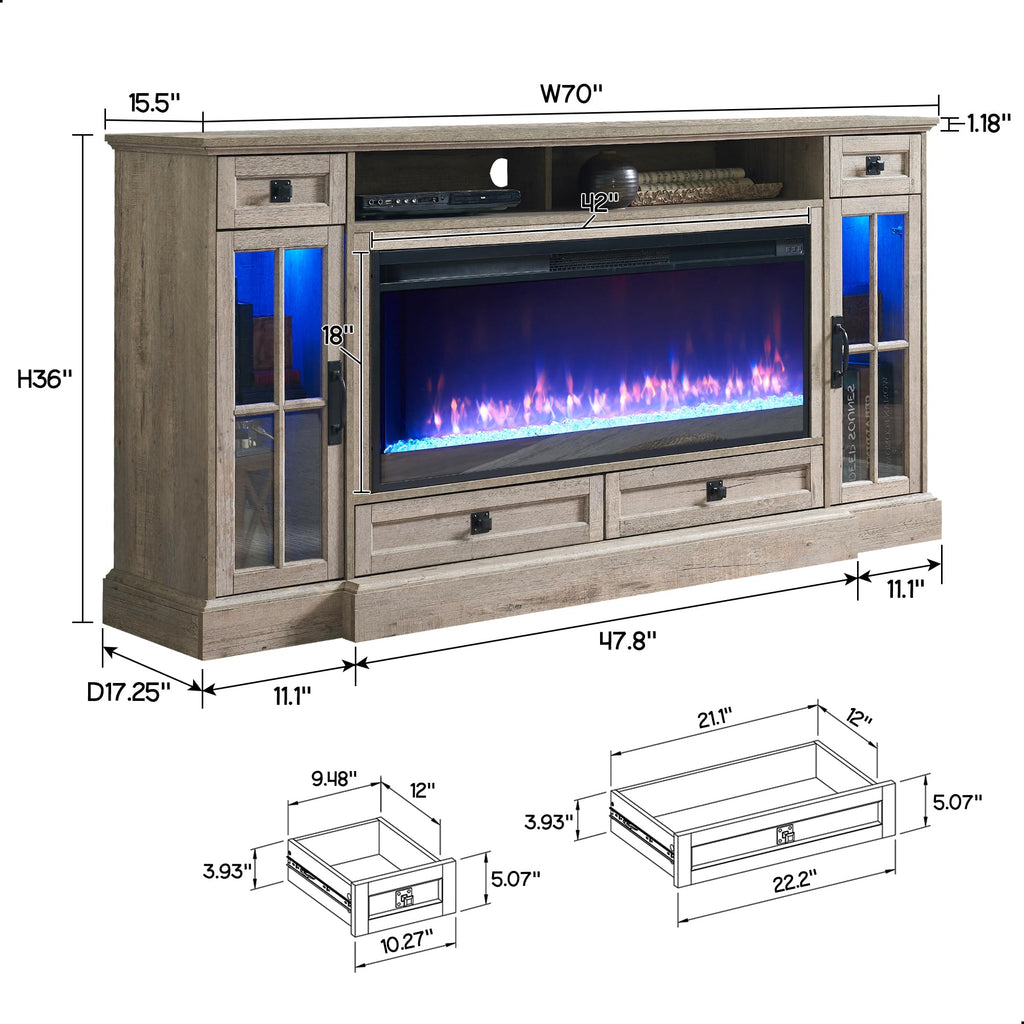 Farmhouse for 80 Inch TV, Light Rustic Oak
