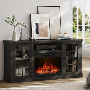 59 Inch with 23" Electric Fireplace, Black