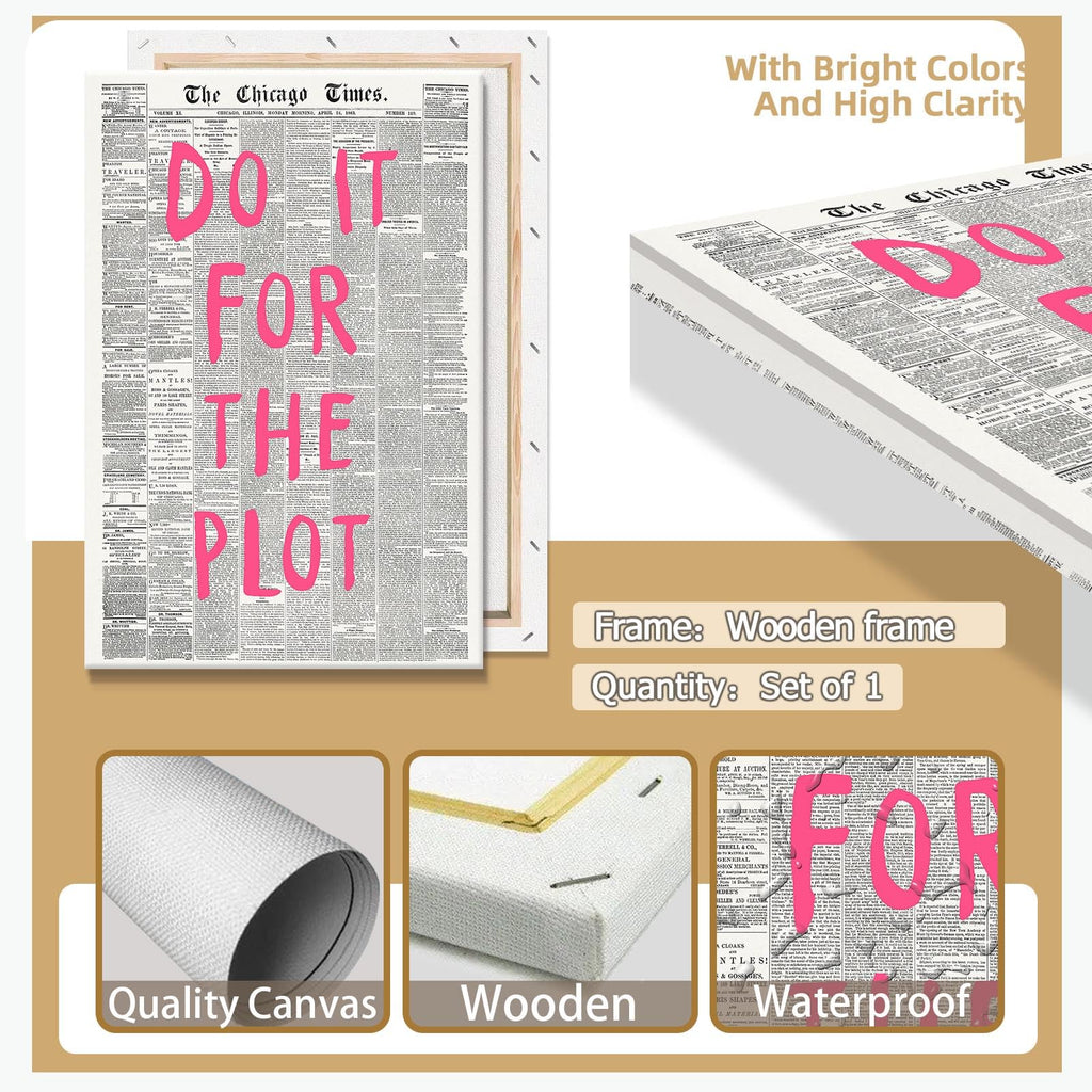 Retro Black And White Chicago Newspaper Poster Pink Trendy Preppy Apartment Motivational Affirmation Do It For The