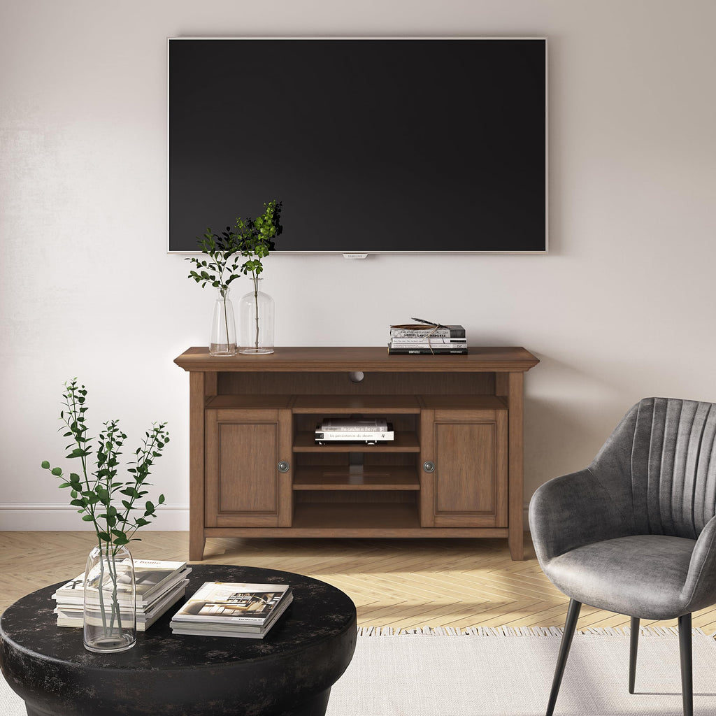 Amherst 54" Wide Wood TV Stand in Rustic Natural Aged Brown