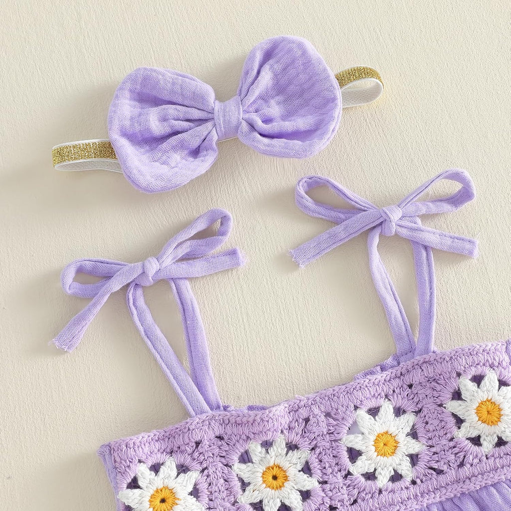 Baby Girl Summer 3 Piece Outfit Toddler Muslin Cotton Top Ruffle Bloomers Shorts Bow Headband Cute Embroidered Set