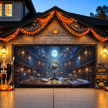 Mystical Library Celestial Armillary Sphere Garage Door Cover 157x71 Inch