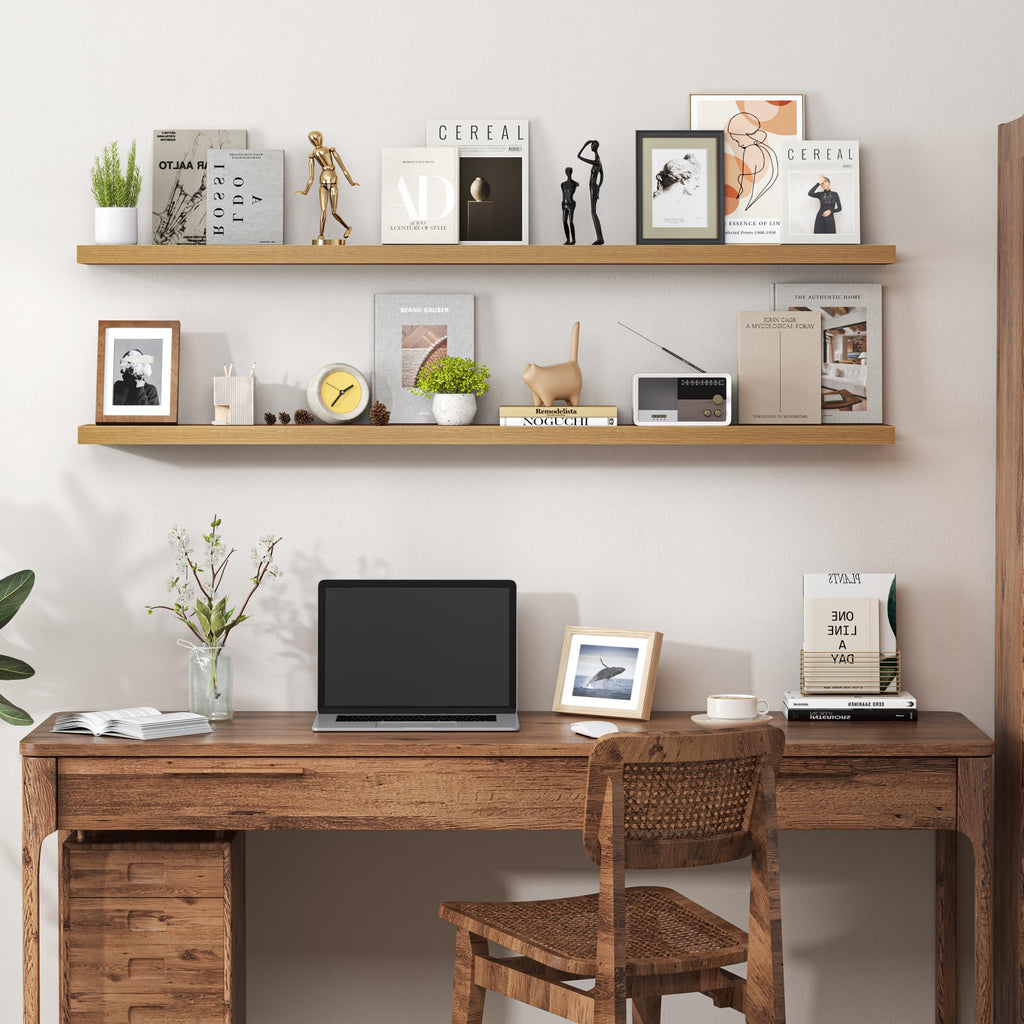 55 Inch Floating Shelves for Wall, Extra Long Mounted Storage wall Shelves with Invisible Metal Bracket Living Room