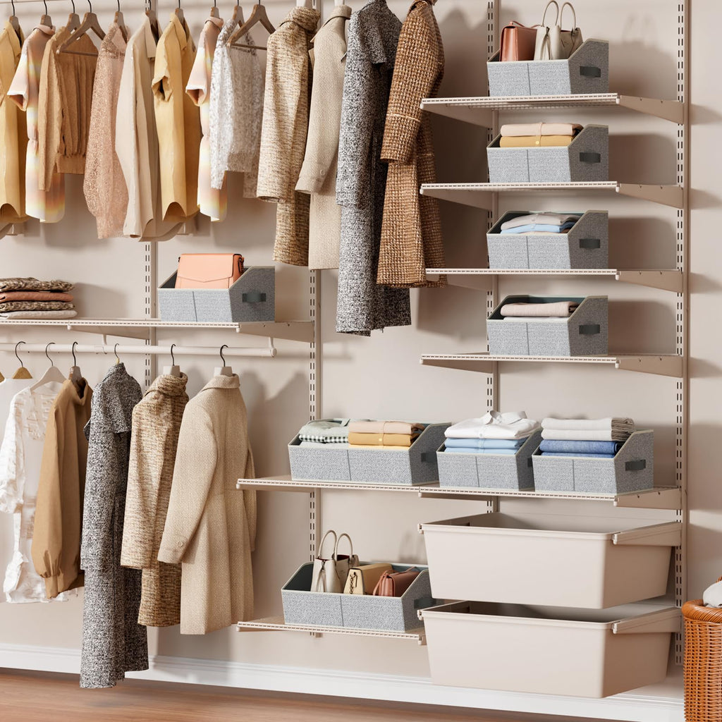 Closet Organizers Bins 6 Packs - Large Closet Shelf Organizer with Handles, Fabric Trapezoid Storage Bins