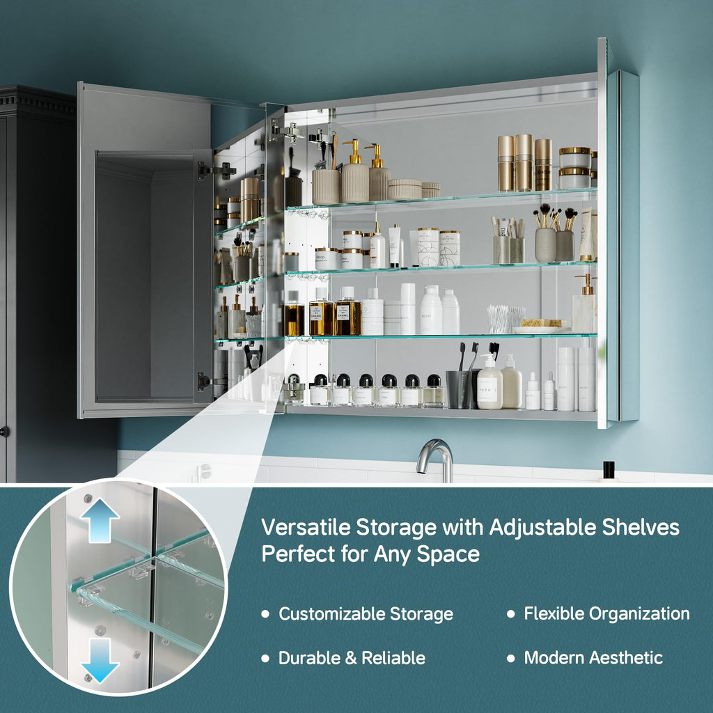 Medicine Cabinet Mirror 36" x 30", Recessed & Surface Mount