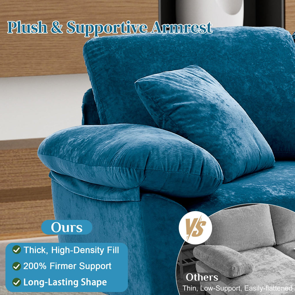 114" U-Shaped Modular Sectional Sofa, Blue