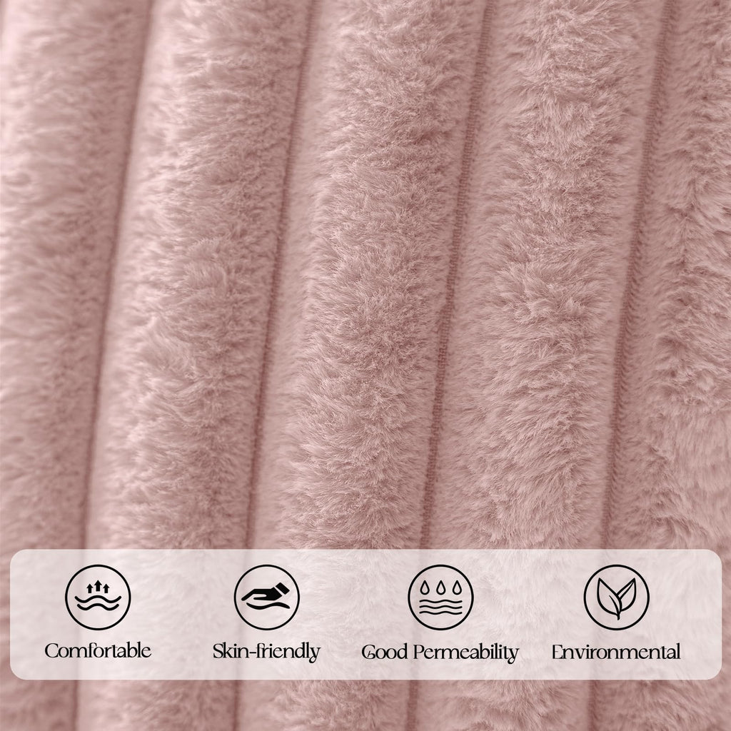 Faux Fur Pillow Covers 22x22 Set of 2, Pink
