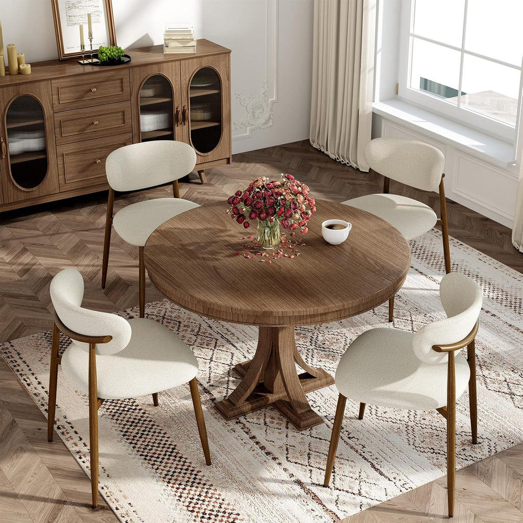 Dining Chairs Set of 4, Curved Back Kitchen Room Chairs with Metal Legs and Anti Slip Pads, Upholstered Dining Chair