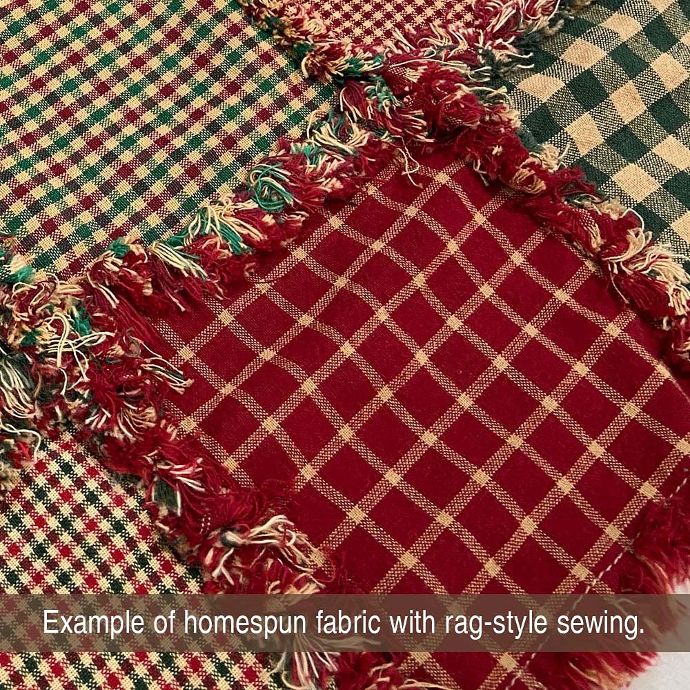 Primitive Red 7 Homespun Cotton Plaid Fabric by - Sold by The Yard