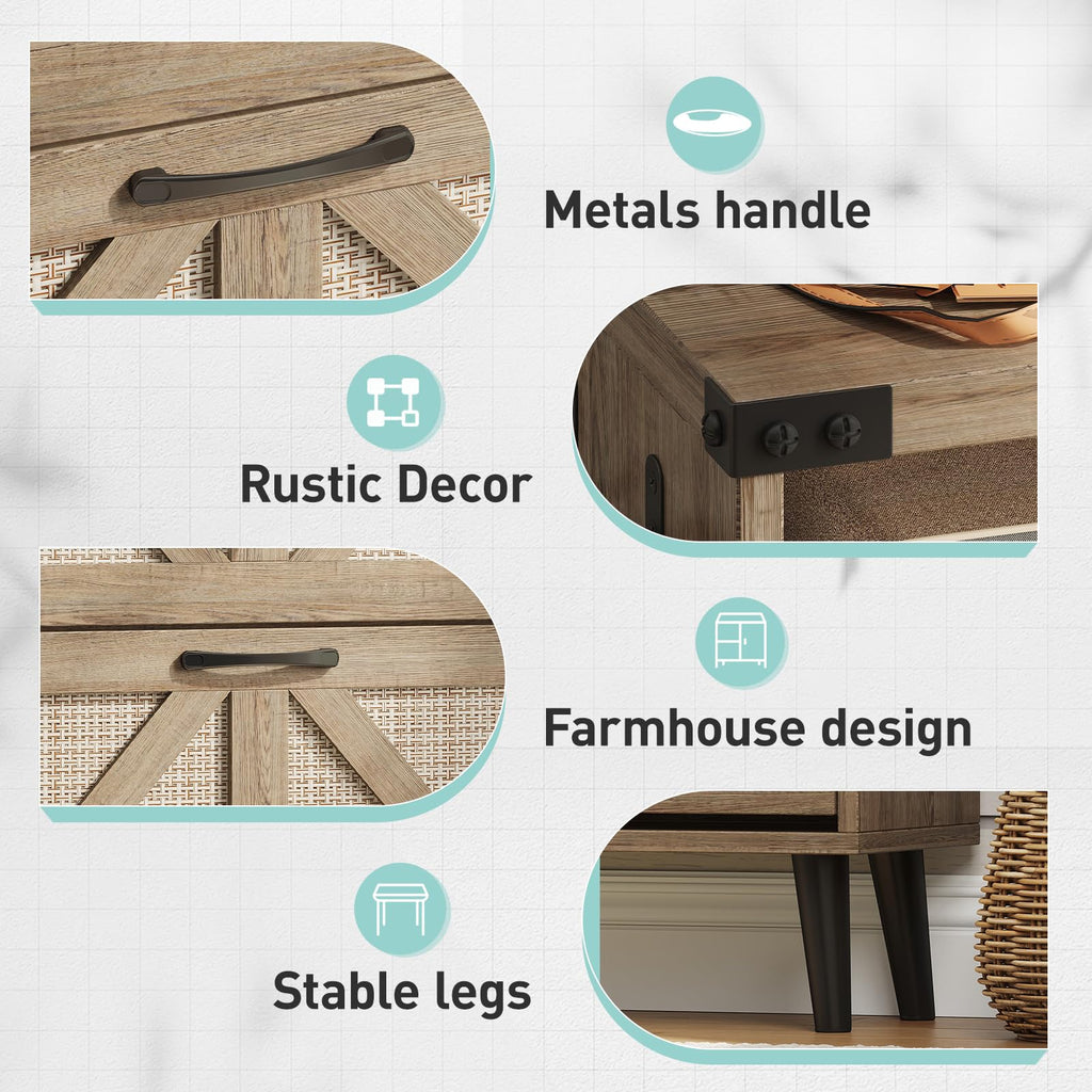 Shoe Storage Cabinet with 2 Flip Drawers, Freestanding Narrow Shoe Organizer with Open Storage, Hidden Slim Shoe Rack