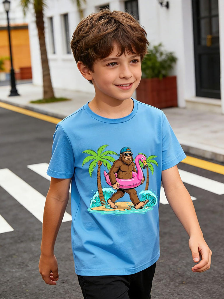 Boys 2 Pack Graphic T-Shirts, Stretch Short Sleeve Tees