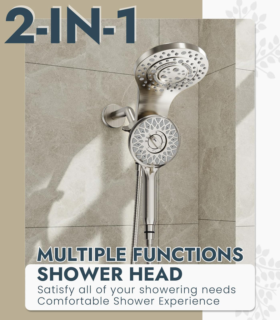 Rain Shower Head with Handheld, 13-Function High Pressure Dual Shower Head, 2-in-1 Magnetic Rainfall Showerhead Combo