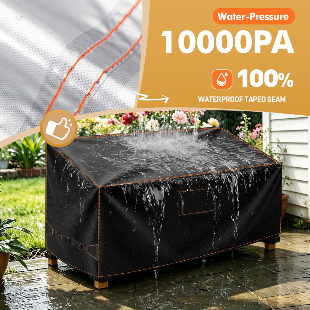 Outdoor Patio Bench Seat Cover Waterproof 2 Seater, 48Wx29Dx35H Inch, Black