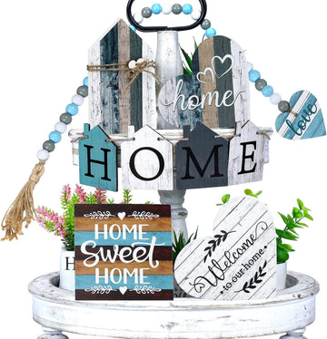 Farmhouse Tiered Tray Decor Farmhouse Home Decor Mini Signs Rustic Tiered Tray Signs Home Wood Sign Cutting - Set of 10