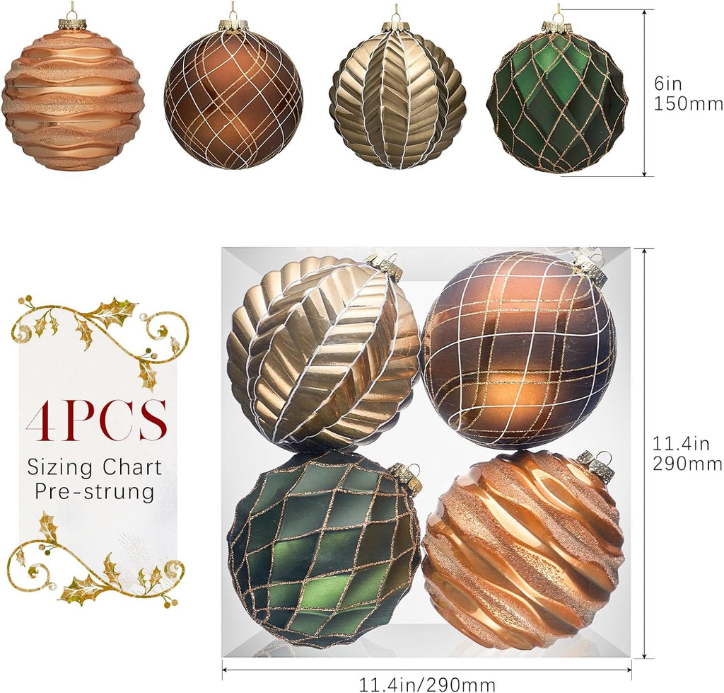 Christmas Balls Ornaments Set, 6 inch/150mm Extra Large Shatterproof Plastic Hanging Bulbs for Xmas Tree Decorations