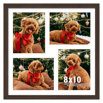 20x20 Collage Frame For 4 8x10 Photos Walnut