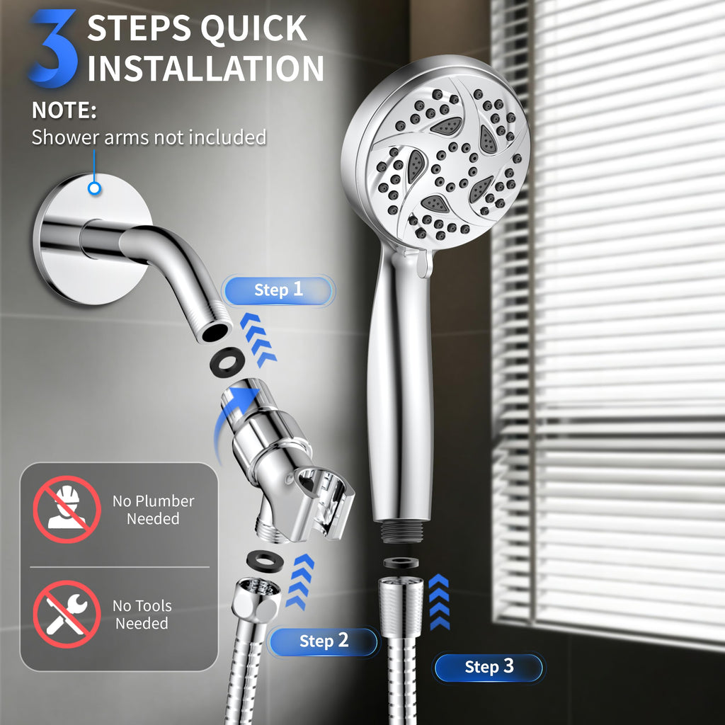 6-Mode Shower Head with Handheld, High Pressure Hand Held Shower Head