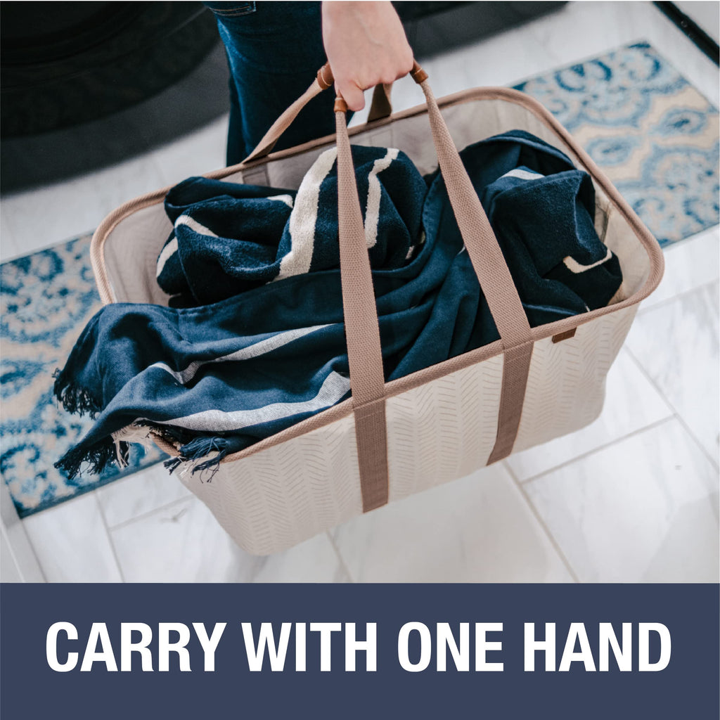 Collapsible Fabric Laundry Basket Tote Premium, Mocha, 2 Pack