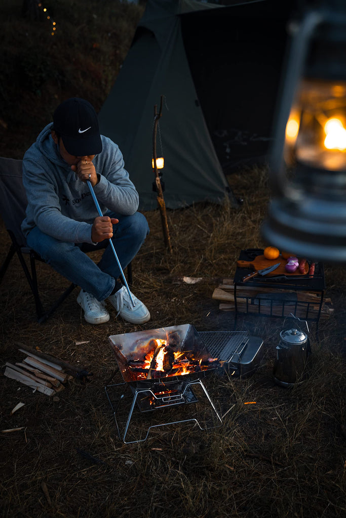 Portable Fire Pit Grill 14 Inch Stainless Steel
