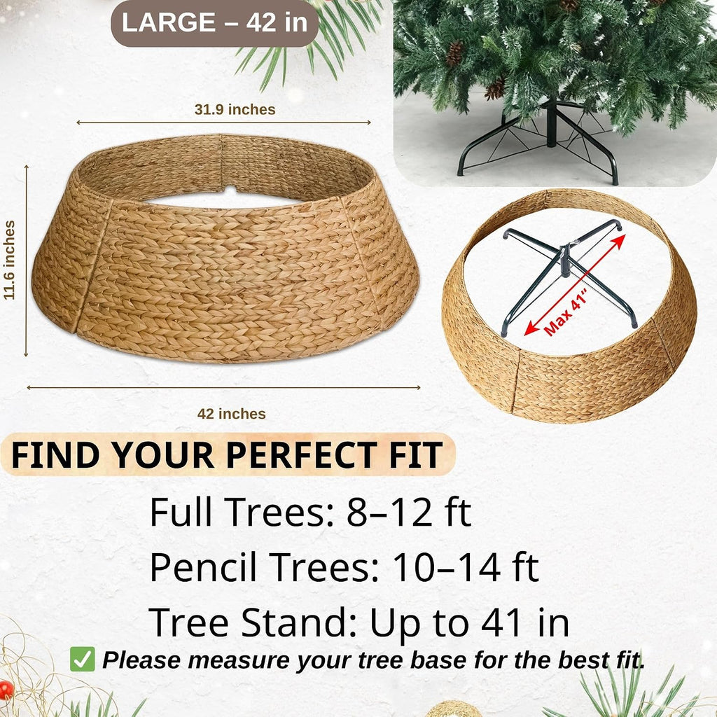 42 in Seagrass Christmas Tree Collar, Natural, Fits 9 ft Tree