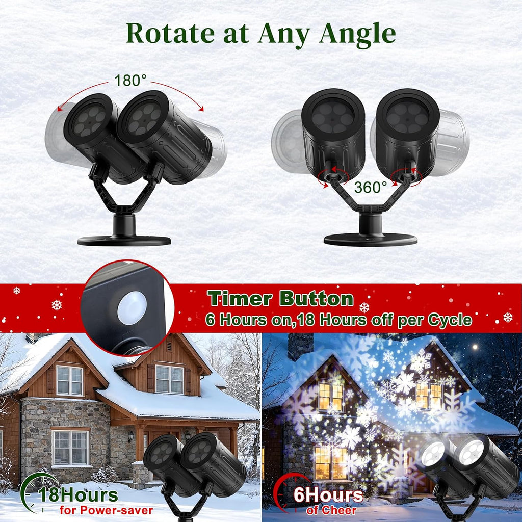 Christmas Snowflake Projector Lights Outdoor Double Head