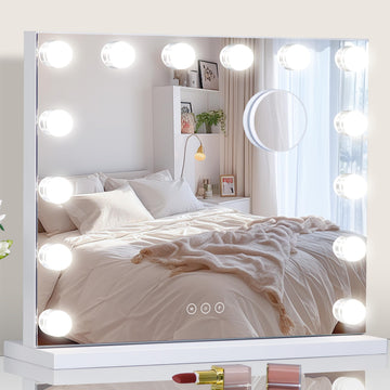 Vanity Mirror with Lights Lighted Makeup Mirror with Dimmable LED Bulbs,3 Color Lighting Modes,USB Charging Port