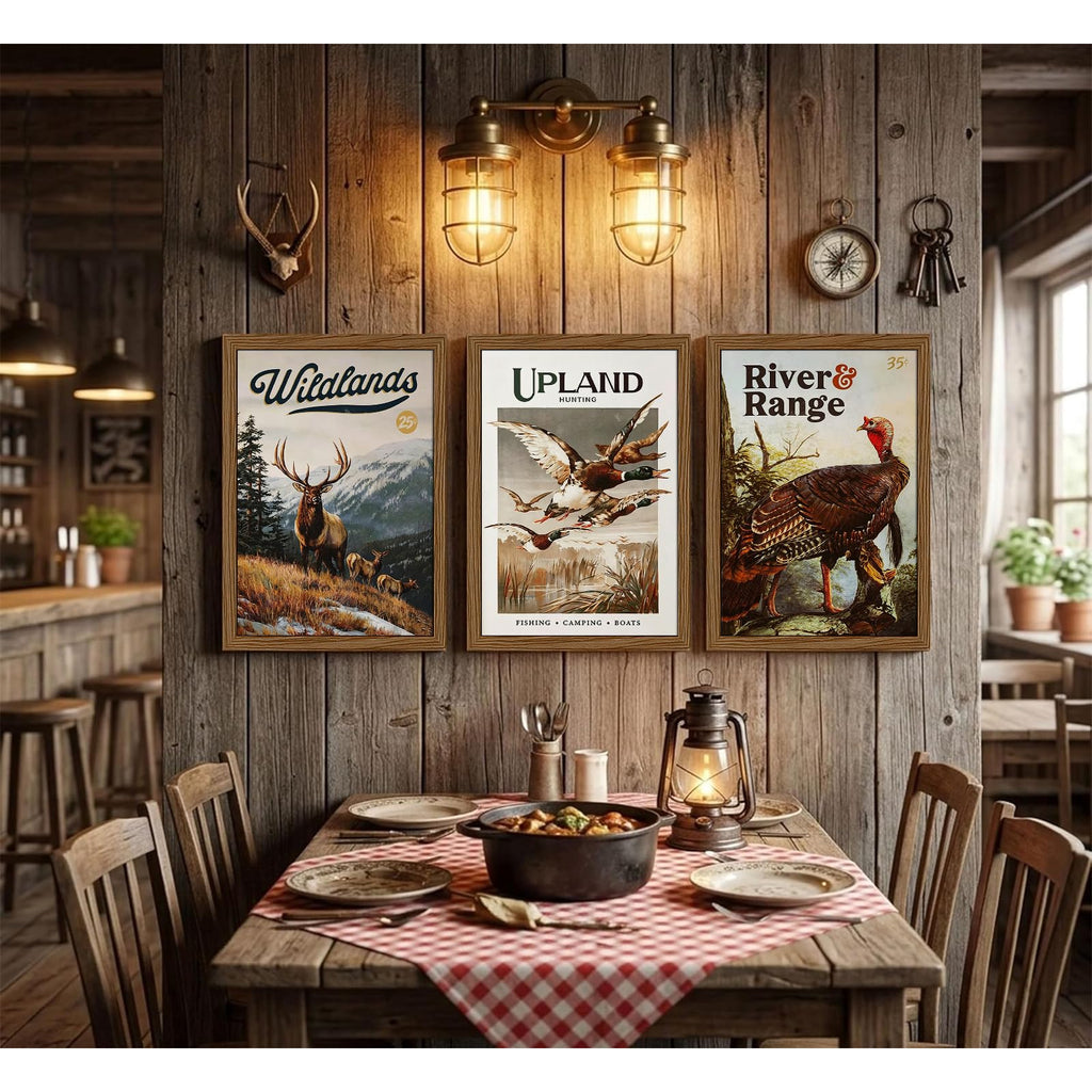Hunting Wall Art Decor Deer Wildlife Prints Cabin Pictures 16x24 IN Framed