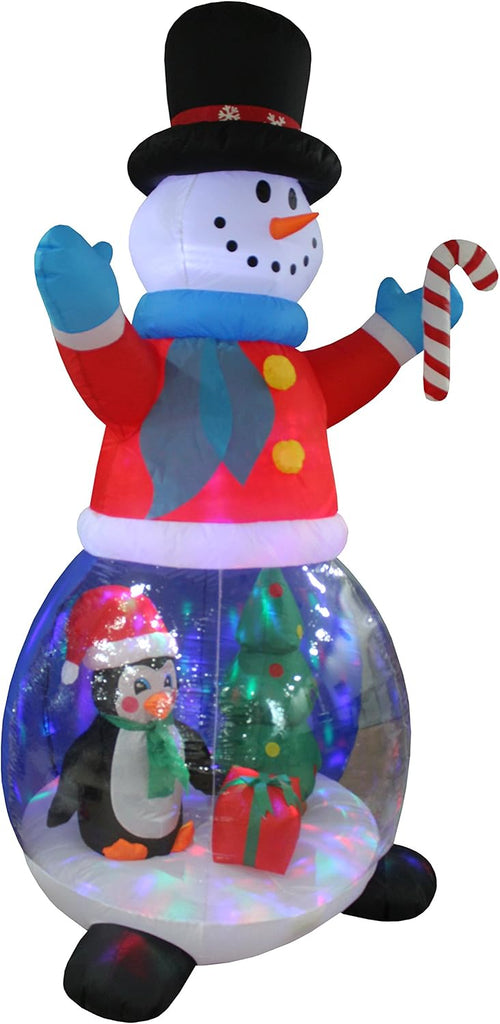 8 FT Christmas Inflatable Snowman Globe with Penguin & Gift Box
