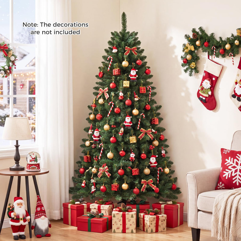 6 FT Pre-Lit Half Christmas Tree with 250 LED Lights, Easy Setup