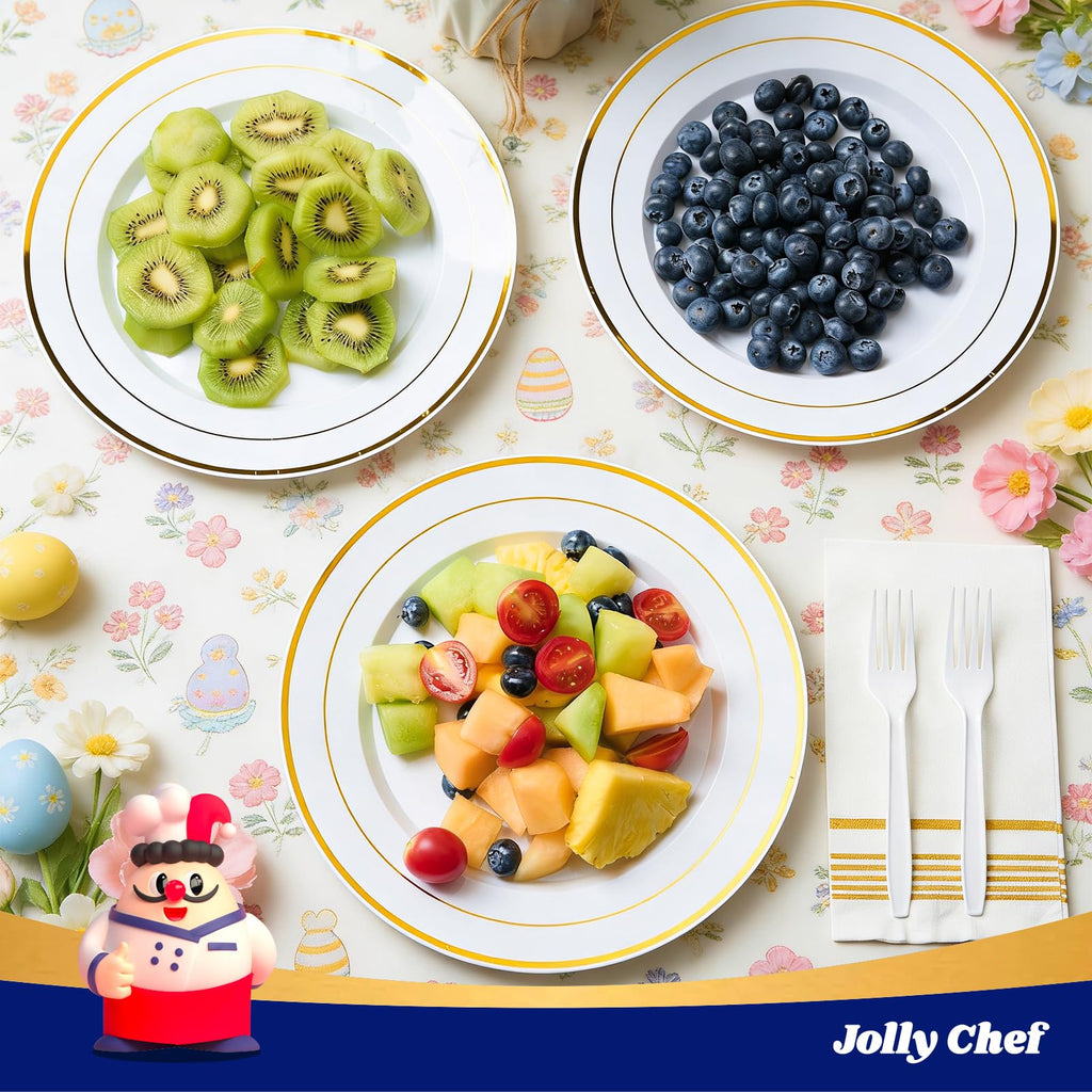 Plastic Plates 10 Inch Heavy Duty Disposable Plates for Everyday Use