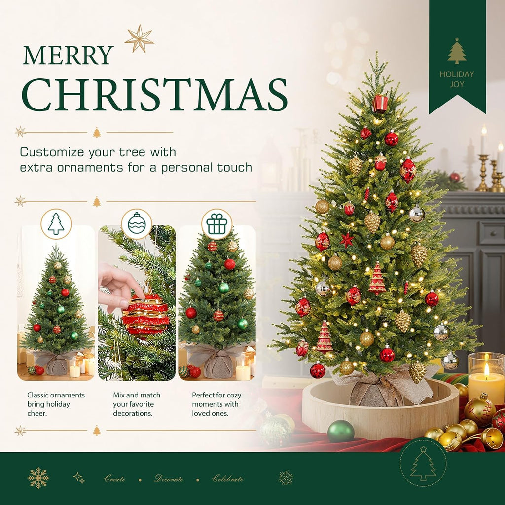 4ft Prelit Small Artificial Christmas Tree with Warm White Lights