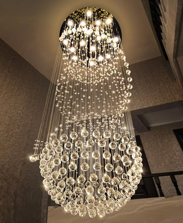 D40'' x H120'' Crystal Chandelier High Ceiling Chandeliers Glam Chandelier Modern Large Raindrop Chandeliers LED