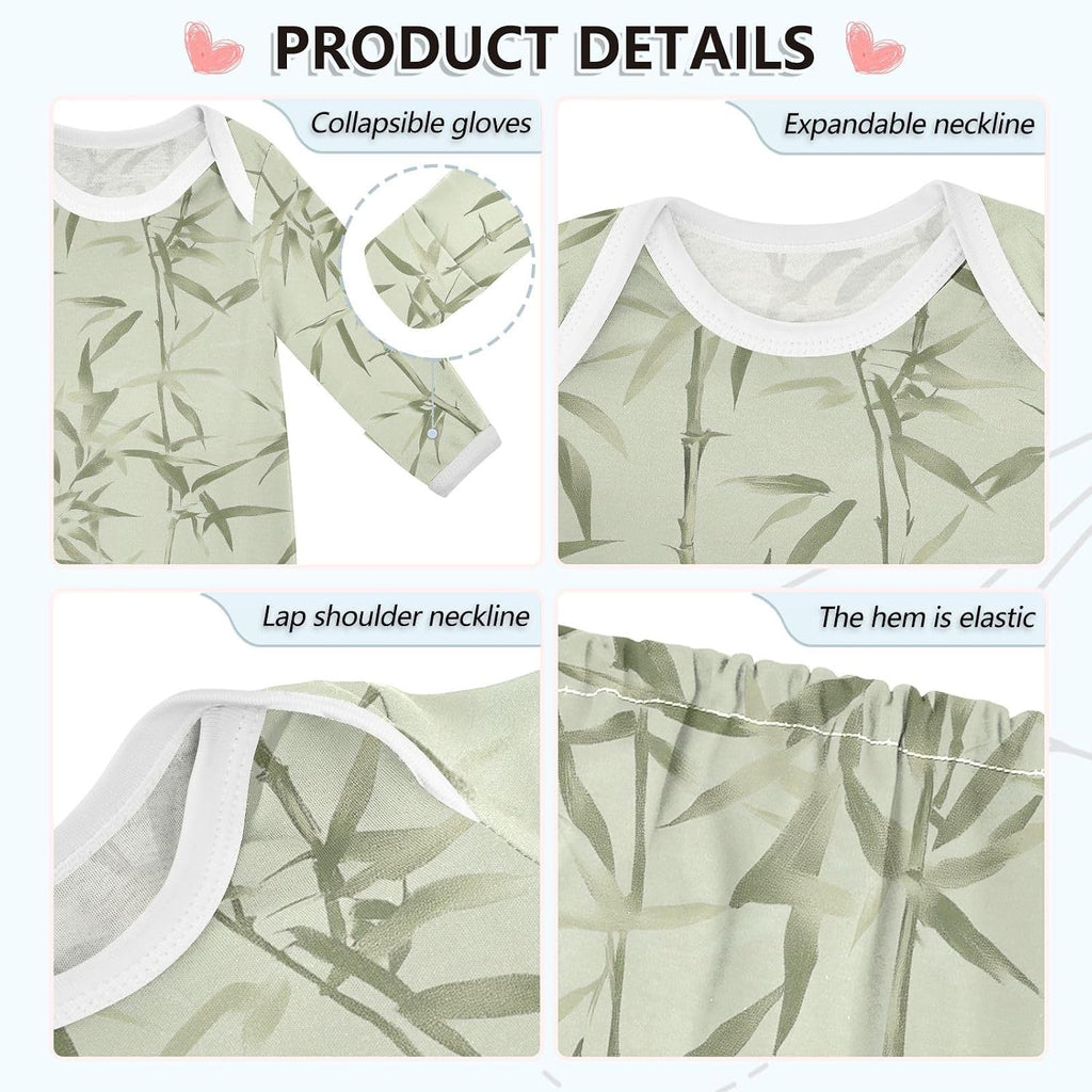 Green Organic Cotton baby-girls Sleeper Gowns Long Sleeves Soft Lightweight Baby Sleeping Bag Boy Girl Coming Home