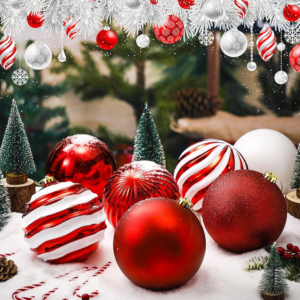 8 Pack Large Christmas Ornaments Balls, 6 Inch Jumbo Glitter, Vivid
