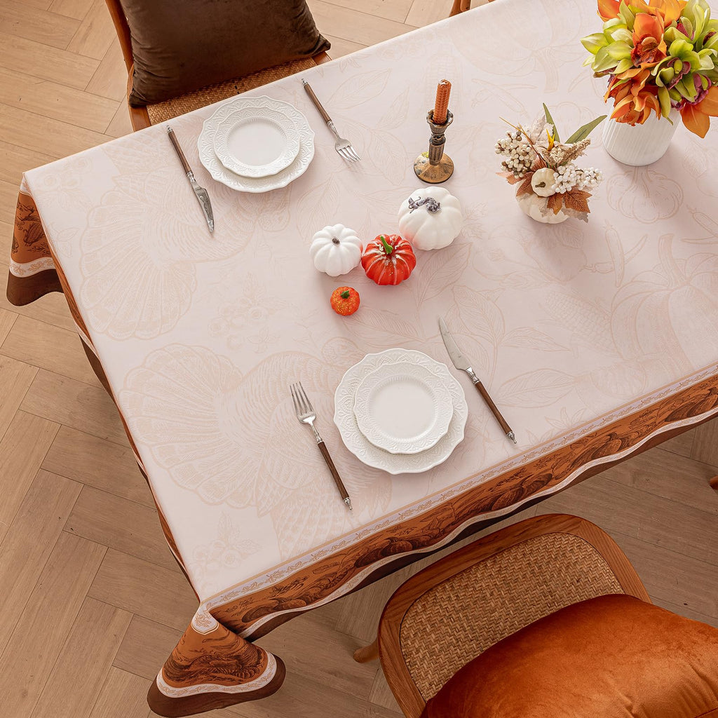 Fall Thanksgiving Rectangle Tablecloth 60 x 120 Inch, Orange