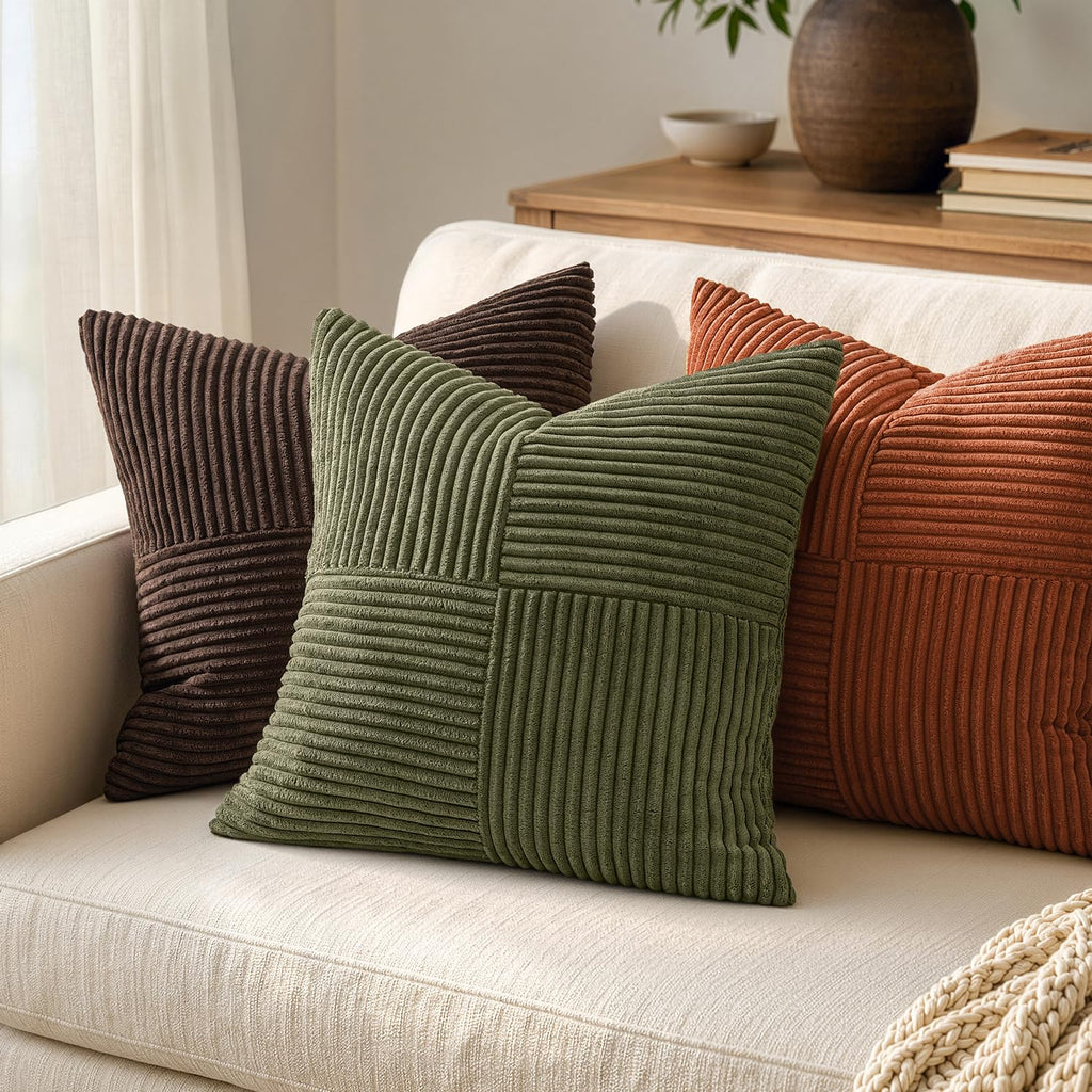 Olive Green Decorative Euro Sham Pillow Covers 24x24 Inch for Bed Couch Sofa Spring Decor Pack of 2 Boho Farmhouse